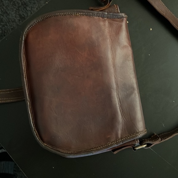 Dark brown leather over the shoulder bag - Picture 5 of 7